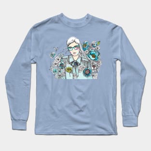 Woman Wearing Glasses in a Floral Pattern - 2. Long Sleeve T-Shirt